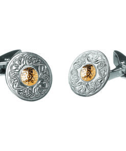 Silver Small Cuff Links 18K Gold Bead