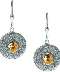 Silver Small Earrings 18K Gold Bead