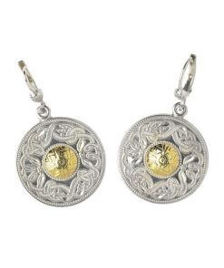 Silver Large Earrings 18K Gold Bead