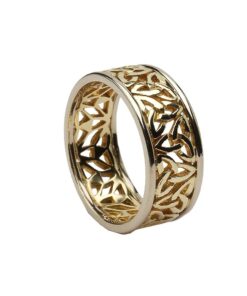 Gents Trinity Knot Filigree Wedding Ring Yellow Gold with White Trim