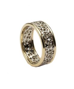Ladies Trinity Knot Filigree Wedding Ring White Gold with Yellow Trim