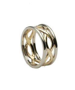 Ladies Infinity Wedding Ring Yellow Gold with White Trim