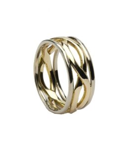 Gents Infinity Wedding Ring Yellow Gold with White Trim