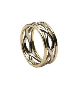 Ladies Infinity Wedding Ring White Gold with Yellow Trim