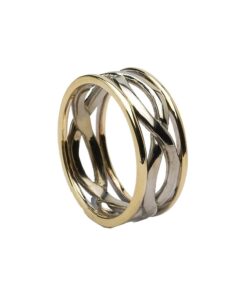 Gents Infinity Wedding Ring White Gold with Yellow Trim