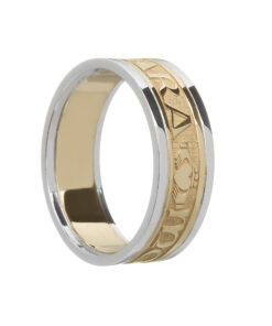 Ladies Mo Anam Cara “Soul Mate” Wedding Ring Yellow Gold with White Trim