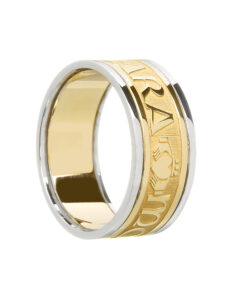 Gents Mo Anam Cara “Soul Mate” Wedding Ring Yellow Gold with White Trim