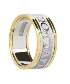 Gents Mo Anam Cara “Soul Mate” Wedding Ring White Gold with Yellow Trim