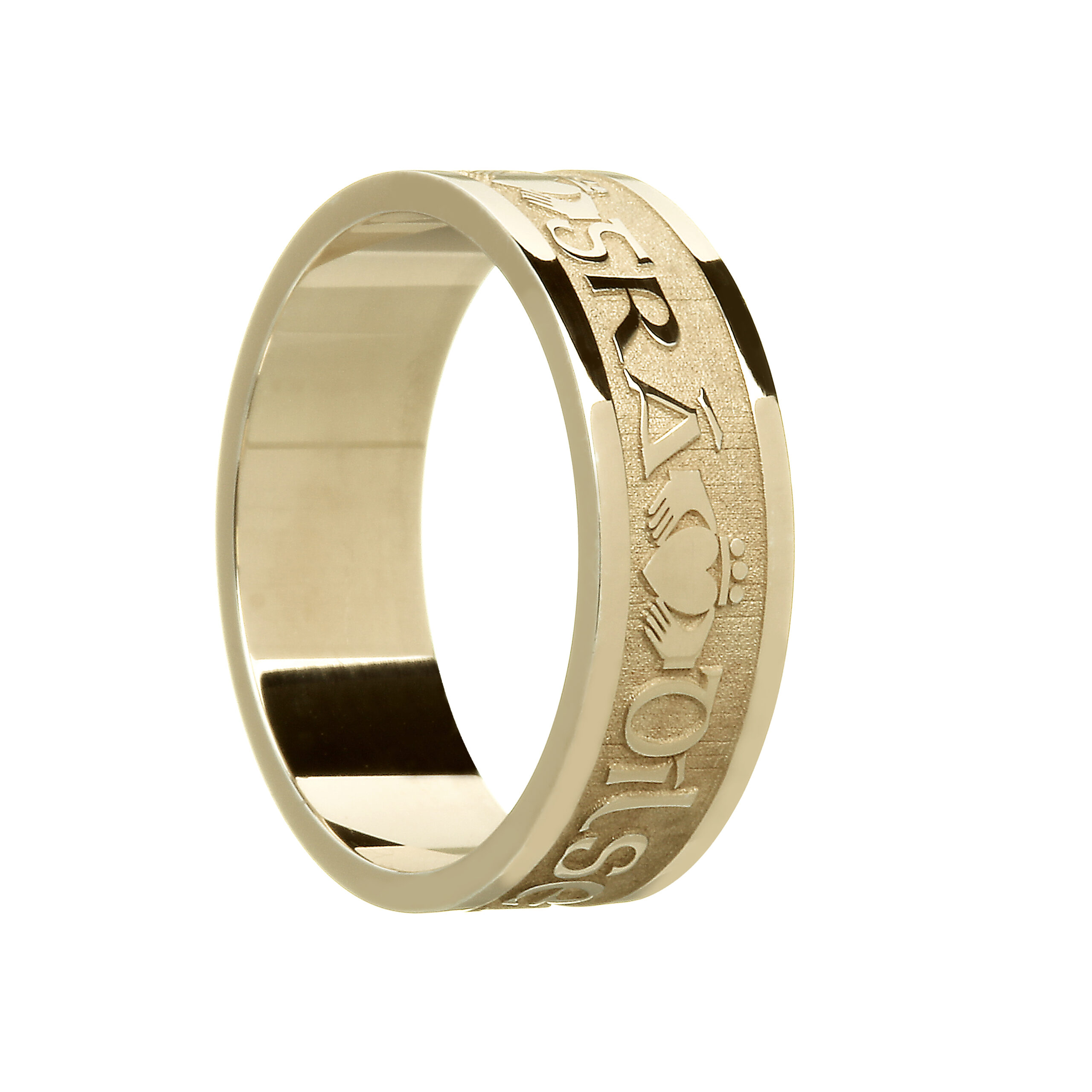 Gents Grá Dilseacht Cairdeas “Love Loyalty Friendship” Claddagh Wedding Ring