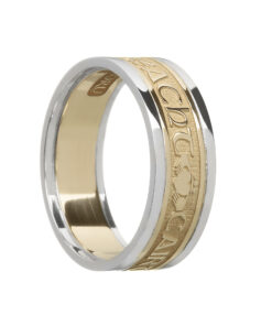 Ladies Grá Dilseacht Cairdeas “Love Loyalty Friendship” Wedding Ring Yellow Gold with White Trim
