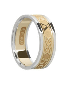 Ladies Grá Go Deo “Love Forever” Wedding Ring Yellow Gold with White Trim