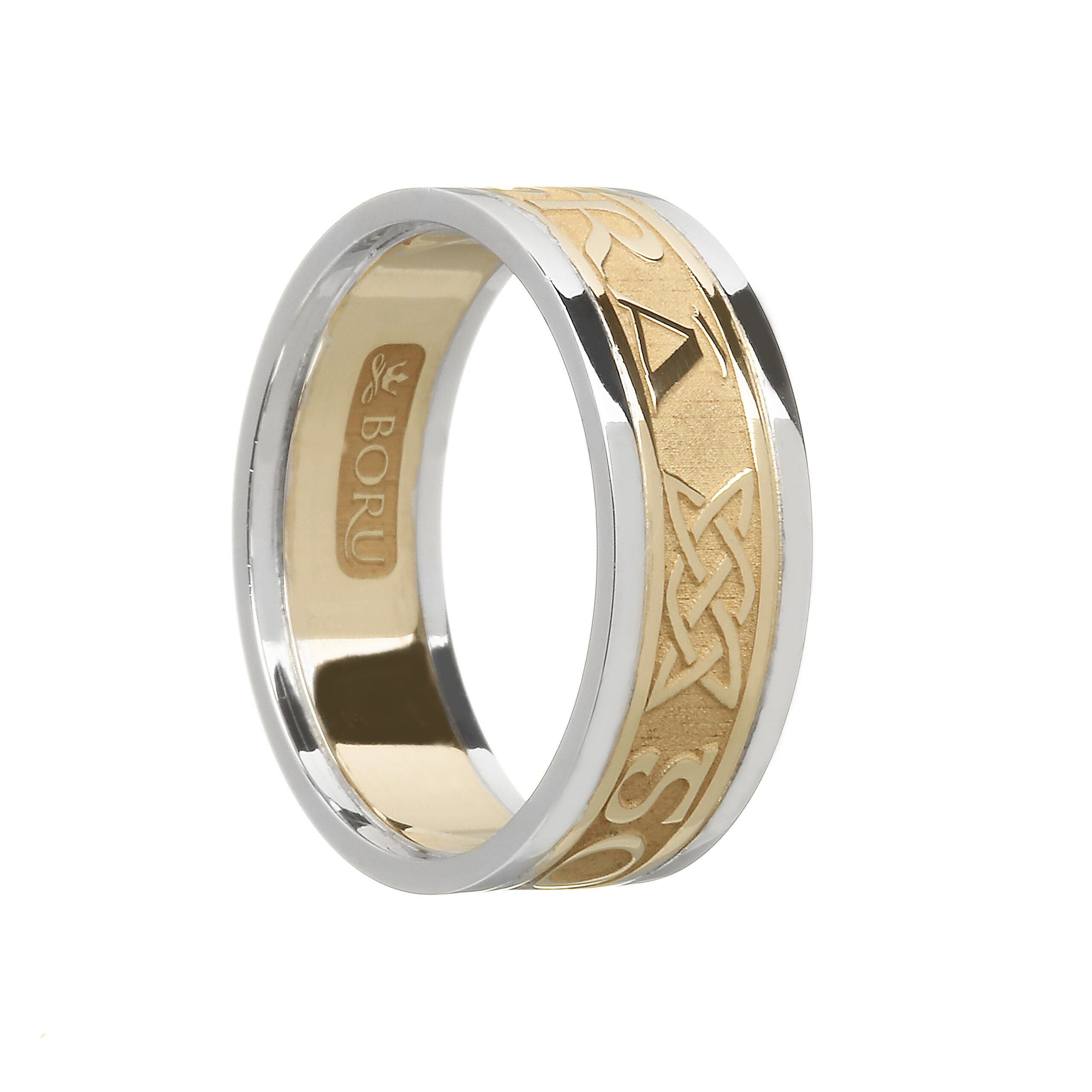 Ladies Grá Go Deo “Love Forever” Wedding Ring Yellow Gold with White Trim