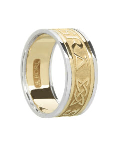 Gents Grá Go Deo “Love Forever” Wedding Ring Yellow Gold with White Trim