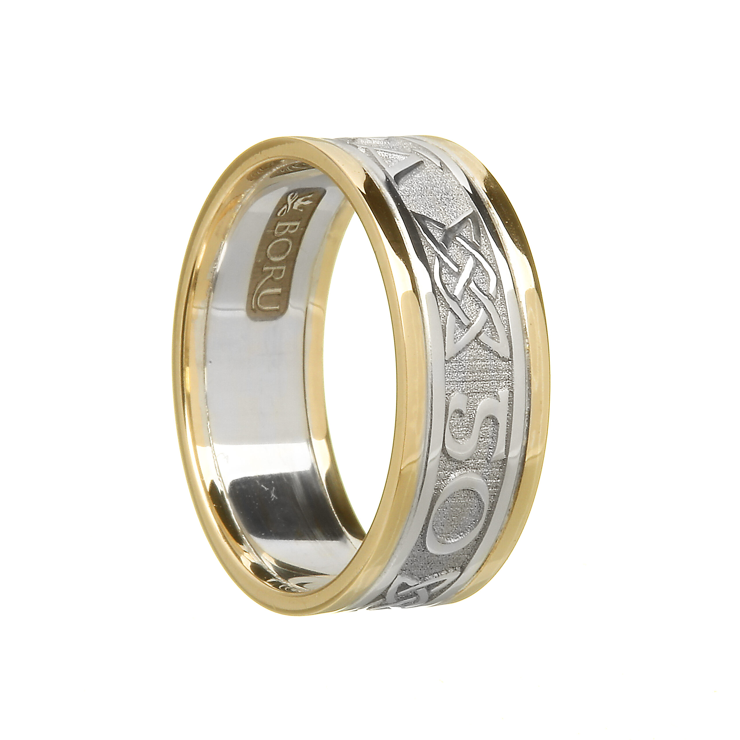 Ladies Grá Go Deo “Love Forever” Wedding Ring White Gold with Yellow Trim