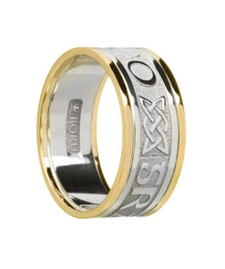 Gents Grá Go Deo “Love Forever” Wedding Ring White Gold with Yellow Trim