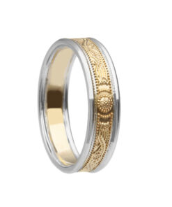 Yellow Shield Wedding Ring 4.8mm with White Trim