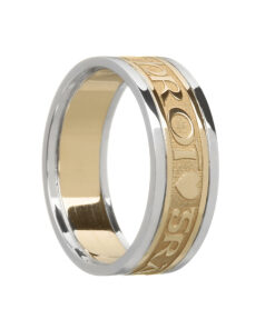 Ladies Grá Geal Mo Chroí “Bright Love of My Heart” Wedding Ring Yellow Gold with White Trim