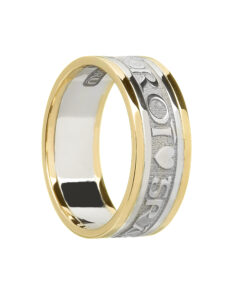 Ladies Grá Geal Mo Chroí “Bright Love of My Heart” Wedding Ring White Gold with Yellow Trim