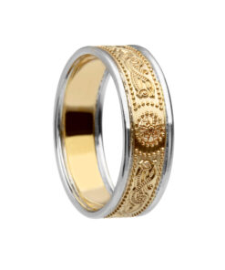 Yellow Shield Wedding Ring 6.9mm with White Trim