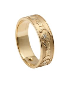Ladies Diamond Set Claddagh Wedding Ring