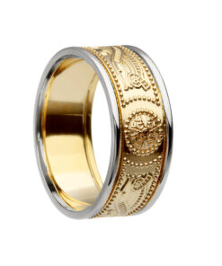 Yellow Shield Wedding Ring 8.9mm with White Trim