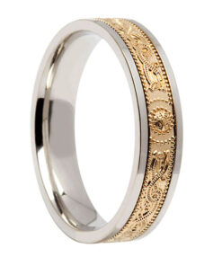 Ladies Signature Warrior Shield Wedding Ring Yellow Center