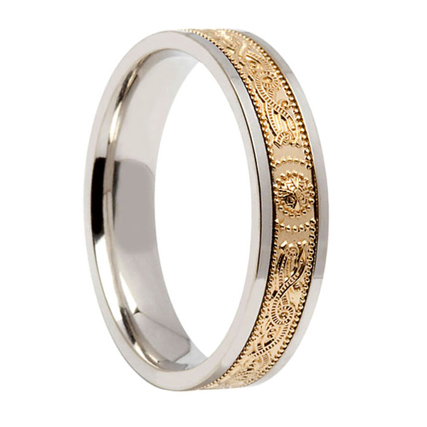 Ladies Signature Warrior Shield Wedding Ring Yellow Center