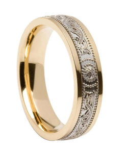 Ladies Signature Warrior Shield Wedding Ring White Center