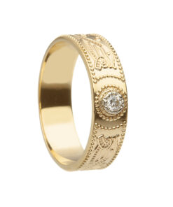 Gents Warrior Shield Diamond Set Wedding Ring 6mm No Trim