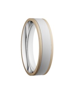 Plain Brushed Finish Wedding Ring 5mm White Centre with Yellow Rails