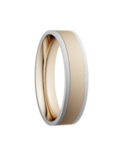 Plain Brushed Finish Wedding Ring 5mm Yellow Centre with White Rails