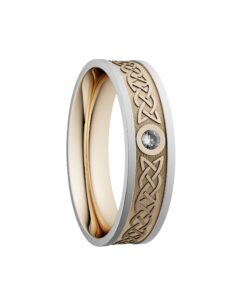 Lovers Knot with Diamond Wedding Ring 5mm Yellow Centre with White Rails