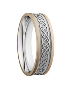 Lovers Knot Wedding Ring 6.5mm White Centre with Yellow Rails