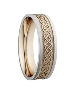 Lovers Knot Wedding Ring 6.5mm Yellow Centre with White Rails