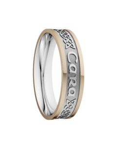 Mo Anam Cara “Soul Mate” Wedding Ring 5mm White Centre with Yellow Rails
