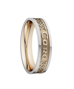Mo Anam Cara “Soul Mate” Wedding Ring 5mm Yellow Centre with White Rails