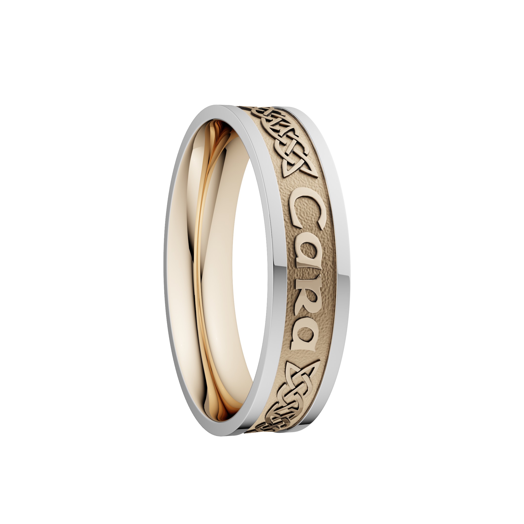 Mo Anam Cara “Soul Mate” Wedding Ring 5mm Yellow Centre with White Rails