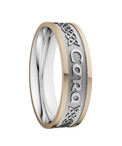 Mo Anam Cara “Soul Mate” Wedding Ring 6.5mm White Centre with Yellow Rails