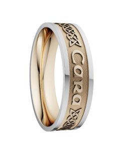 Mo Anam Cara “Soul Mate” Wedding Ring 6.5mm Yellow Centre with White Rails