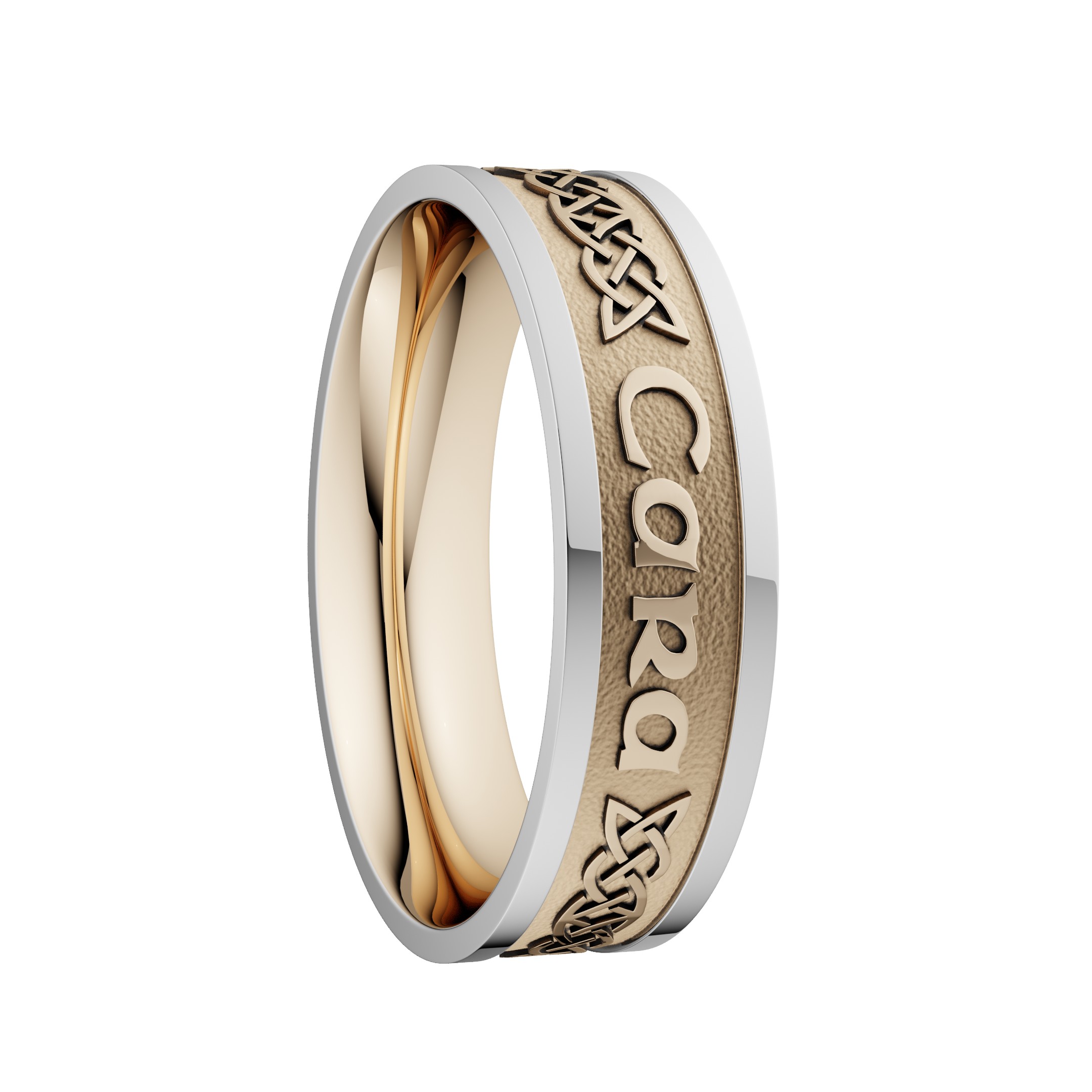 Mo Anam Cara “Soul Mate” Wedding Ring 6.5mm Yellow Centre with White Rails