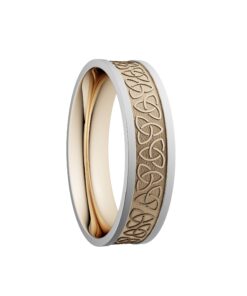 Trinity Knot Wedding Ring 5mm Yellow Centre with White Rails