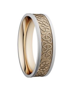 Trinity Knot Wedding Ring 6.5mm Yellow Centre with White Rails