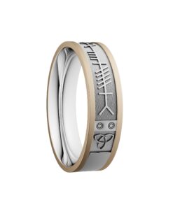 Ogham Anam Cara & Trinity Wedding Ring 5mm White Centre with Yellow Rails