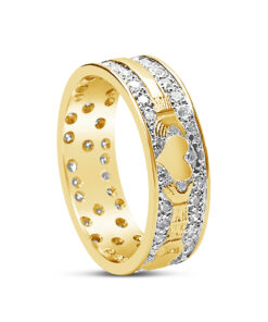 Ladies Diamond Pave Claddagh Wedding Ring