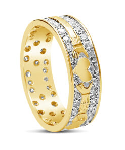 Gents Diamond Pave Claddagh Wedding Ring