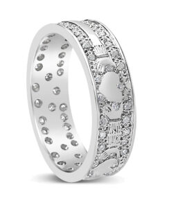 Gents Diamond Pave Claddagh Wedding Ring - Image 2