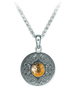 Silver Small Pendant 18K Gold Bead Chain