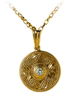 Celtic Warrior Small Pendant with 0.05cts Diamonds Chain