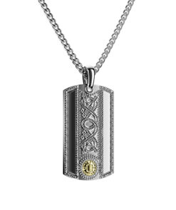 Silver Celtic Warrior Tag Polished with 18K Gold Bead
