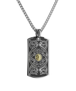 Celtic Warrior Tag Oxidised with 18K Gold Bead